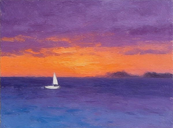Hand Painted Canvas Art, Quiet Evening Seaview, Original Seascape Paintings, Original Oil Paintings, Buy Small Paintings Online, Small Canvas Artwork-artworkcanvas