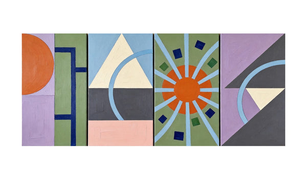 Original Canvas Wall Art for Living Room, Colorful Abstact Art, Geometric Modern Paintings-artworkcanvas