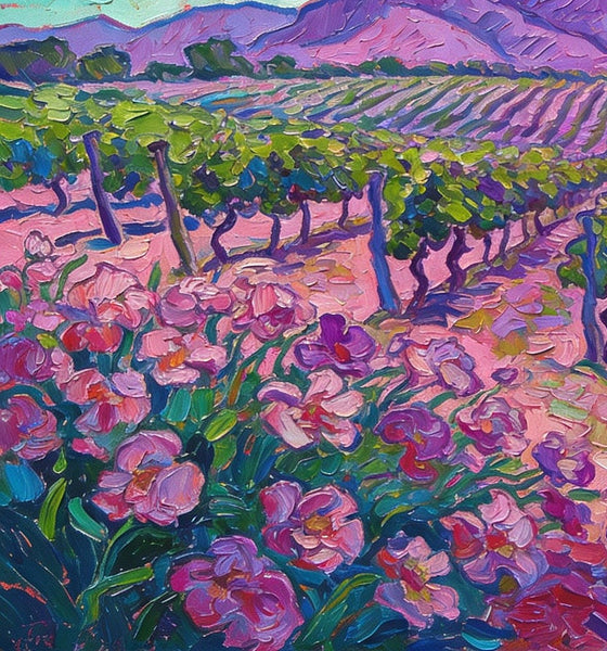 Vineyards at the Foot of the Mountain, Simple Painting Ideas, Landscape Canvas Paintings, Hand Painted Wall Art Paintings, Original Oil Paintings, Small Oil Paintings on Canvas-artworkcanvas