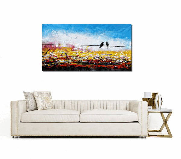 Love Birds Painting, Canvas Art, Abstract Art, Oil Painting, Wall Art, Abstract Painting, Large Art, Canvas Painting, Original Painting-artworkcanvas