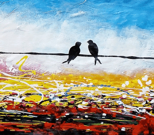 Love Birds Painting, Canvas Art, Abstract Art, Oil Painting, Wall Art, Abstract Painting, Large Art, Canvas Painting, Original Painting-artworkcanvas