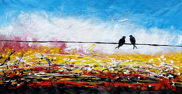 Love Birds Painting, Canvas Art, Abstract Art, Oil Painting, Wall Art, Abstract Painting, Large Art, Canvas Painting, Original Painting-artworkcanvas