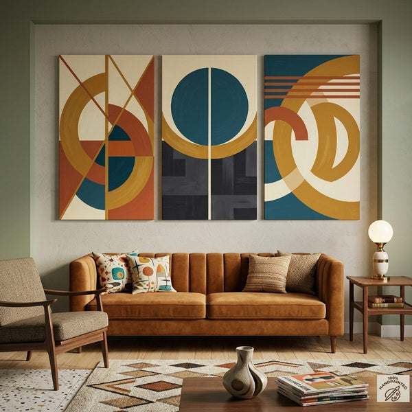 Modern Paintings for Living Room, Multi Panel Canvas Art, Large Group Paintings, Geometric Abstract Paintings-artworkcanvas
