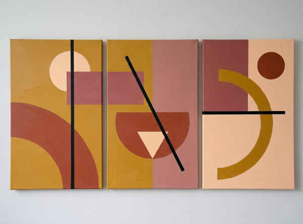 Extra Large Group Paintings for Living Room, Hand Painted Artwork, Geometric Abstract Paintings, Multi Panel Canvas Art-artworkcanvas