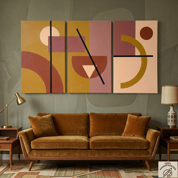 Extra Large Group Paintings for Living Room, Hand Painted Artwork, Geometric Abstract Paintings, Multi Panel Canvas Art-artworkcanvas