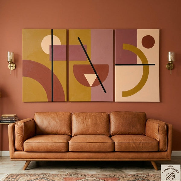 Extra Large Group Paintings for Living Room, Hand Painted Artwork, Geometric Abstract Paintings, Multi Panel Canvas Art-artworkcanvas