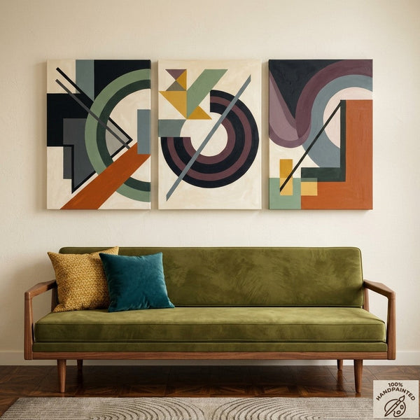 Abstract Group Paintings for Living Room, Original Abstract Art, Multi Panel Canvas Artwork, Geometric Modern Paintings-artworkcanvas