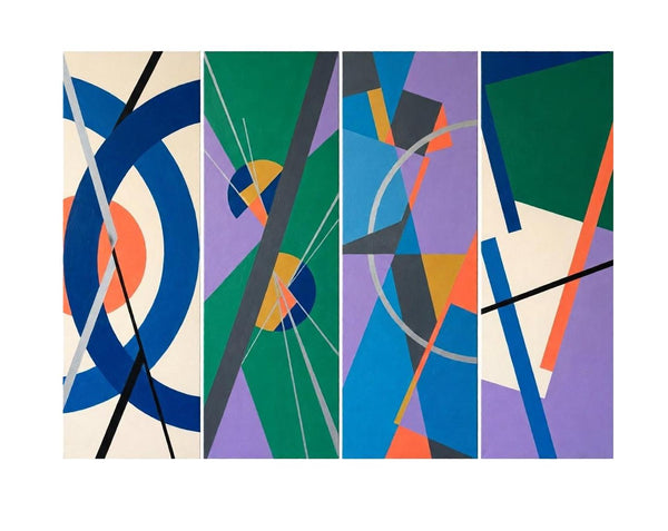 Geometric Abstract Paintings, Modern Contemporary Paintings, Hand Painted Canvas Art, Multi Panel Wall Art Paintings