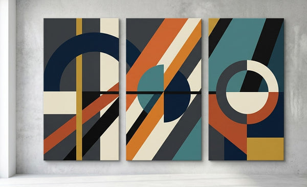 Hand Painted Canvas Art, Multi Panel Wall Painting, Modern Contemporary Paintings, Geometric Abstract Paintings-artworkcanvas