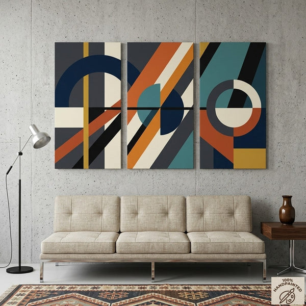 Hand Painted Canvas Art, Multi Panel Wall Painting, Modern Contemporary Paintings, Geometric Abstract Paintings-artworkcanvas