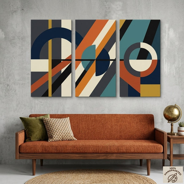 Hand Painted Canvas Art, Multi Panel Wall Painting, Modern Contemporary Paintings, Geometric Abstract Paintings-artworkcanvas