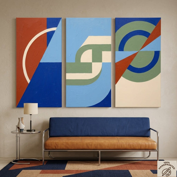 Original Geometric Abstract Paintings, Hand Painted Canvas Art, Multi Panel Wall Painting, Modern Contemporary Paintings-artworkcanvas