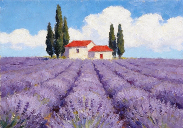 Summer Lavender Days, Original Oil Paintings, Hand Painted Canvas Art, Original Landscape Paintings, Small Canvas Wall Art Paintings, Buy Small Paintings Online-artworkcanvas