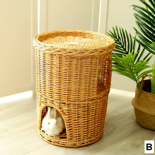 Triple-Layer Cat Bed, Large Cat House Basket with Washable Cushion for Indoor Cats and Dogs-artworkcanvas