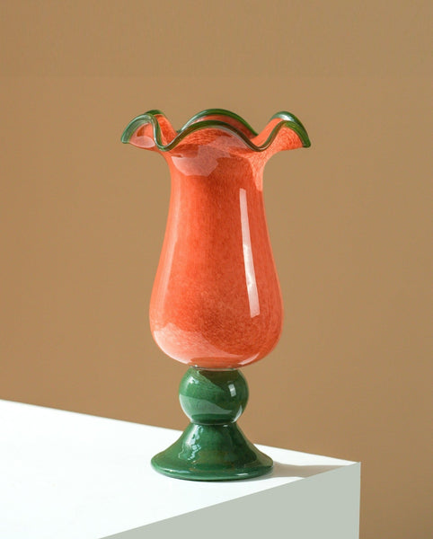 Unique Modern Glass Vase, Contemporary Vase for Modern Home Decor, Modern Glass Flower Vases, Handmade Liuli Vases, Centerpiece Vases on Table-artworkcanvas