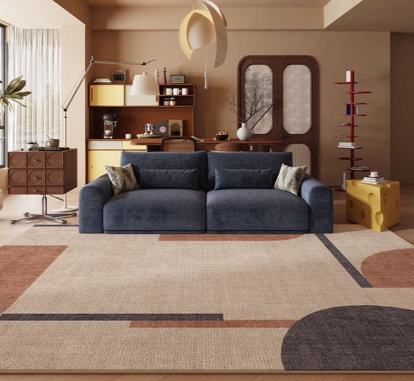 Dining Room Geometric Modern Rugs, Bedroom Modern Rugs, Mid Century Modern Rugs for Living Room, Contemporary Modern Rugs under Coffee Table-artworkcanvas