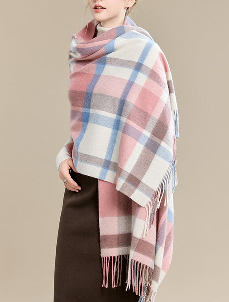 Warm Cape, Gifts for Her, Evening Wrap, Christmas Gift, Large Wool Scarf, Soft Wool Scarf for Women, Checkered Fashion Scarf, Winter Shawl, Elegant Shawl-artworkcanvas