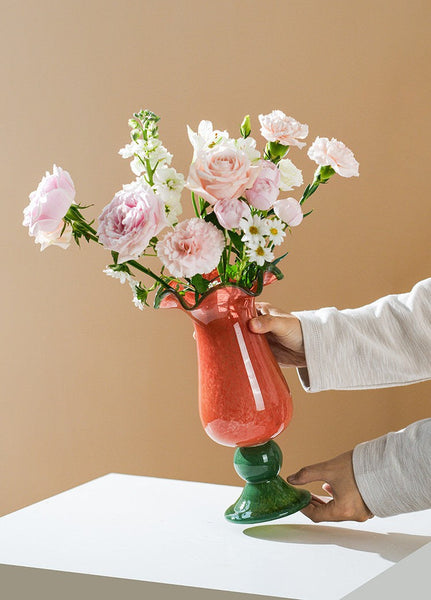 Contemporary Vase for Modern Home Decor, Unique Modern Glass Vase, Modern Glass Flower Vases, Handmade Liuli Vases, Centerpiece Vases on Table-artworkcanvas