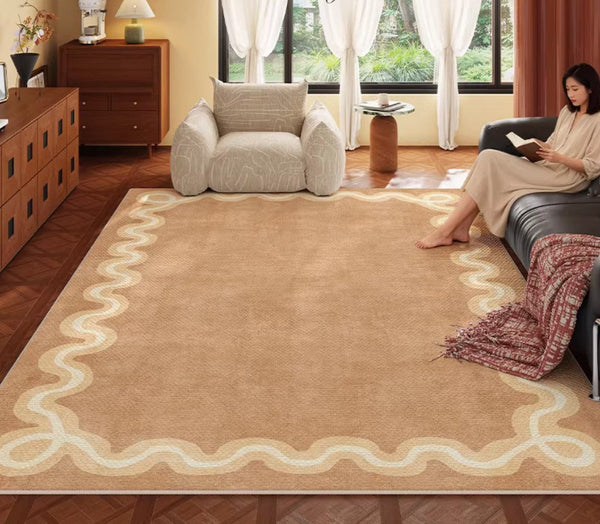 Dining Room Geometric Modern Rugs, Large Modern Rugs for Living Room, Bedroom Modern Rugs, Cream Color Contemporary Modern Rugs-artworkcanvas