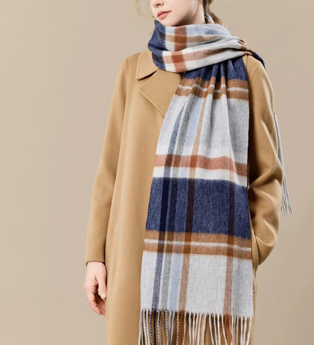 Soft Cashmere Scarf for Women, Checked Scarf Winter Wool Scarf, Elegant Wool Scarves, Warm Winter Scarf, Cold Weather Scarf, Holiday Scarf, Fashion Scarf, Christmas Gifts for Her-artworkcanvas