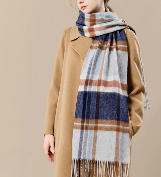 Soft Cashmere Scarf for Women, Checked Scarf Winter Wool Scarf, Elegant Wool Scarves, Warm Winter Scarf, Cold Weather Scarf, Holiday Scarf, Fashion Scarf, Christmas Gifts for Her-artworkcanvas