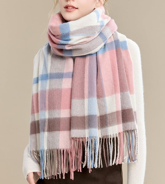 Warm Cape, Gifts for Her, Evening Wrap, Christmas Gift, Large Wool Scarf, Soft Wool Scarf for Women, Checkered Fashion Scarf, Winter Shawl, Elegant Shawl-artworkcanvas