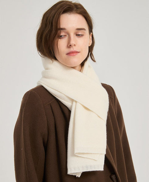 Modern Wool Scarf for Women, Cold Weather Scarves, Winter Cashmere Scarf, Casual Scarf for Women, Birthday Gift for Girl, White Soft Wool Scarf for Women