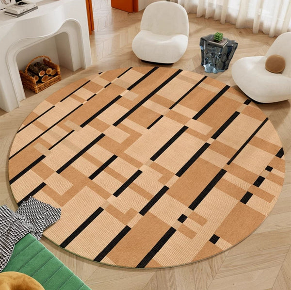 Mid Century Modern Rugs, Geometric Modern Rug Ideas for Living Room, Circular Modern Rugs for Bathroom, Modern Rugs for Bedroom, Round Rugs for Dining Room-artworkcanvas
