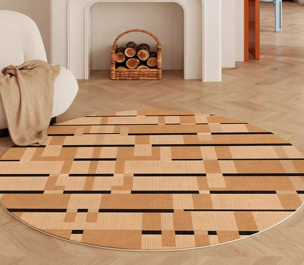 Mid Century Modern Rugs, Geometric Modern Rug Ideas for Living Room, Circular Modern Rugs for Bathroom, Modern Rugs for Bedroom, Round Rugs for Dining Room-artworkcanvas