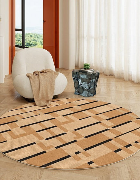 Mid Century Modern Rugs, Geometric Modern Rug Ideas for Living Room, Circular Modern Rugs for Bathroom, Modern Rugs for Bedroom, Round Rugs for Dining Room-artworkcanvas