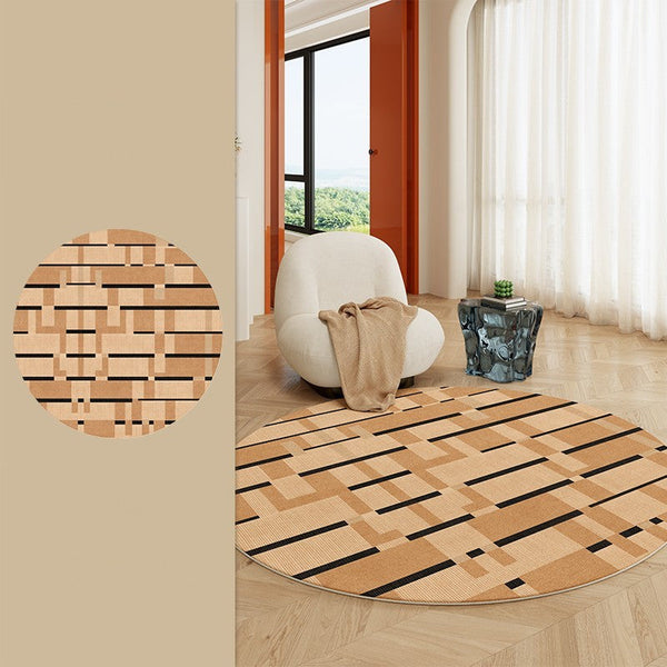 Mid Century Modern Rugs, Geometric Modern Rug Ideas for Living Room, Circular Modern Rugs for Bathroom, Modern Rugs for Bedroom, Round Rugs for Dining Room-artworkcanvas