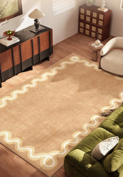 Dining Room Geometric Modern Rugs, Large Modern Rugs for Living Room, Bedroom Modern Rugs, Cream Color Contemporary Modern Rugs-artworkcanvas