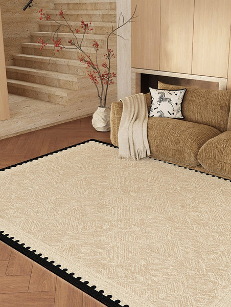 Modern Rugs for Dining Room, Mid Century Modern Rugs Next to Bed, Contemporary Rugs for Bedroom, Cream Modern Carpets for Living Room-artworkcanvas