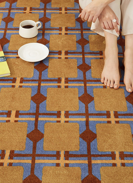 Modern Rugs under Coffee Table, Abstract Contemporary Round Rugs, Modern Rugs for Dining Room, Geometric Modern Rugs for Bedroom-artworkcanvas