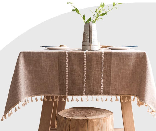 Rectangular Tablecloth for Oval Table, Kitchen Rectangular Table Covers, Modern Table Cloths for Dining Room, Farmhouse Cotton and Linen Tablecloths-artworkcanvas