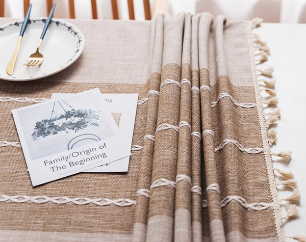 Rectangular Tablecloth for Oval Table, Kitchen Rectangular Table Covers, Modern Table Cloths for Dining Room, Farmhouse Cotton and Linen Tablecloths-artworkcanvas