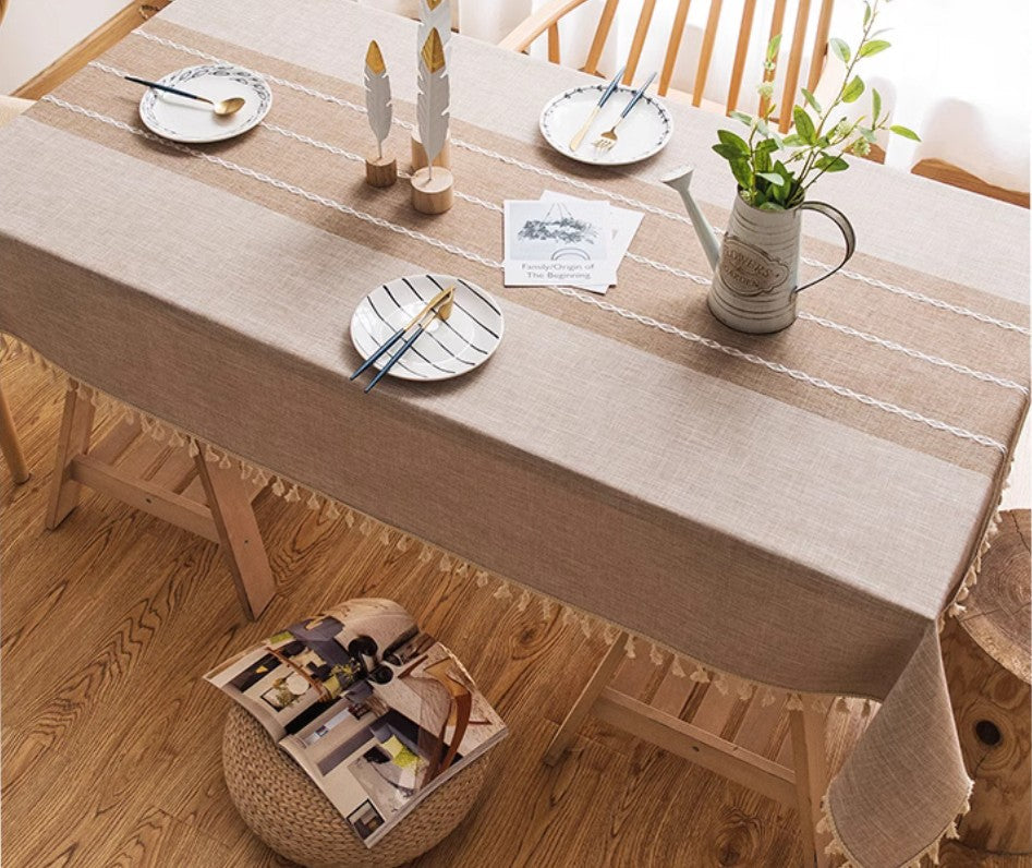 Farmhouse Cotton and Linen Tablecloths, Rectangular Tablecloth for Oval Table, Kitchen Rectangular Table Covers, Modern Table Cloths for Dining Room-artworkcanvas
