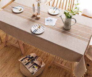 Farmhouse Cotton and Linen Tablecloths, Rectangular Tablecloth for Oval Table, Kitchen Rectangular Table Covers, Modern Table Cloths for Dining Room-artworkcanvas