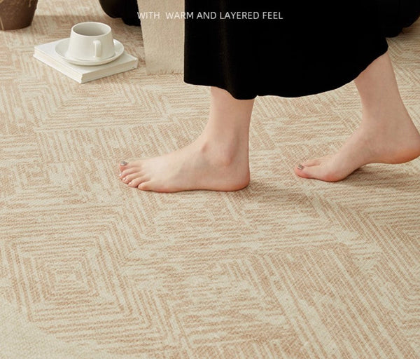 Modern Rugs for Dining Room, Mid Century Modern Rugs Next to Bed, Contemporary Rugs for Bedroom, Cream Modern Carpets for Living Room-artworkcanvas