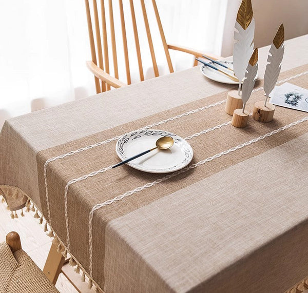 Rectangular Tablecloth for Oval Table, Kitchen Rectangular Table Covers, Modern Table Cloths for Dining Room, Farmhouse Cotton and Linen Tablecloths-artworkcanvas