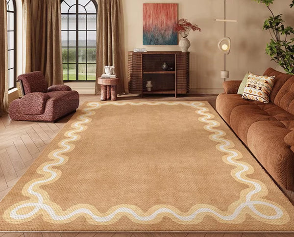 Dining Room Geometric Modern Rugs, Large Modern Rugs for Living Room, Bedroom Modern Rugs, Cream Color Contemporary Modern Rugs-artworkcanvas