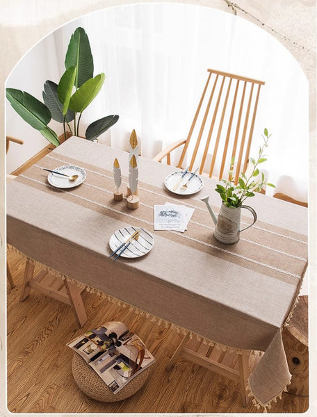 Rectangular Tablecloth for Oval Table, Kitchen Rectangular Table Covers, Modern Table Cloths for Dining Room, Farmhouse Cotton and Linen Tablecloths-artworkcanvas