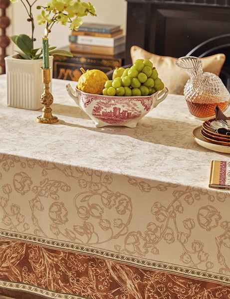 Extra Large Modern Rectangular Tablecloth for Dining Room Table, Flower Farmhouse Table Covers, Square Tablecloth for Round Table, Mid Century Tablecloth for Living Room-artworkcanvas