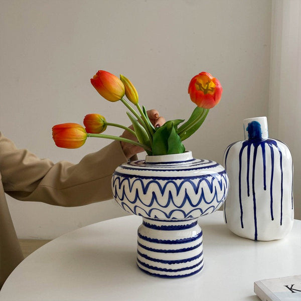 Handmade Water Holding Flower Vases, Modern Ceramic Flower Vases, Porcelain Bud Vases, Small Flower Vases on Table-artworkcanvas