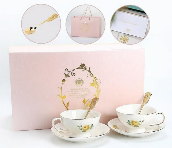 Tea Cup Set, Vintage Tea Cup Set, Modern Ceramic Cups, Ceramic Tea Cup with Saucer, European Tea Cup Set, Porcelain Tea Cups, Floral Tea Cup Set, Classic British Tea Cups, Elegant Tea Cup With Saucer-artworkcanvas