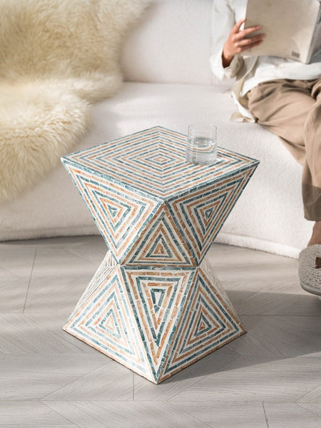 Contemporary Small Sofa Side Table, Shell Small Side Table, Unique Small End Table, Portable Casual Side Table, Creative Coffee Table-artworkcanvas