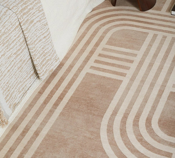 Unique Geometric Modern Rugs under Dining Room Table, Brown Modern Carpets for Office, Abstract Modern Rugs for Living Room, Contemporary Modern Rugs Next to Bed