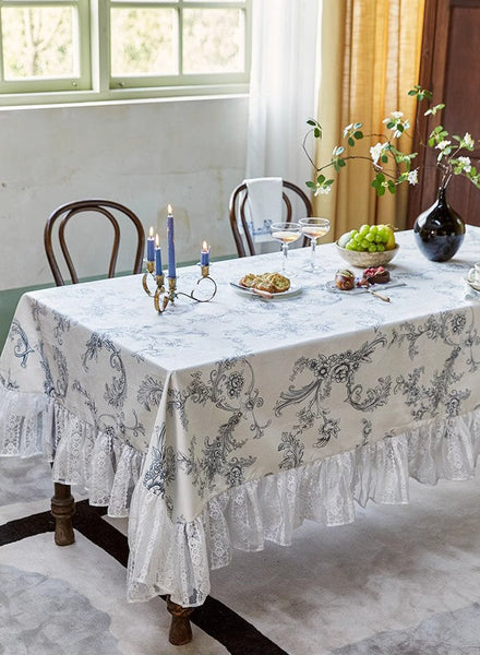 Large Modern Rectangle Tablecloth for Dining Table, Picnic Spring Flower Table Covers for Round Table, Farmhouse Table Cloth for Oval Table-artworkcanvas