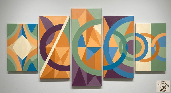Geometric Modern Art, Large Canvas Paintings for Living Room, Contemporary Abstract Painting, Hand Painted Acrylic Artwork-artworkcanvas