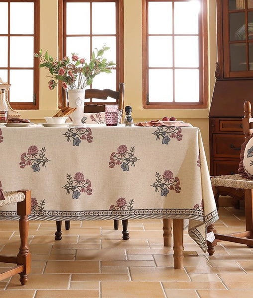 Rectangle Tablecloth for Dining Table, Beautiful Large Modern Tablecloth, Spring Flower Rustic Table Cover, Square Linen Tablecloth for Coffee Table-artworkcanvas